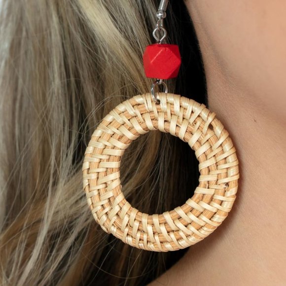 paparazzi Jewelry - Wildly Wicker - Red Earrings